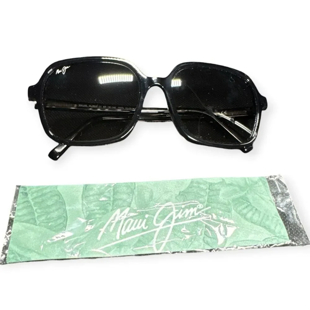 Maui Jim Little Bell Sunglasses MJ 860-11 Translucent Black‎ Polarized w/ Case